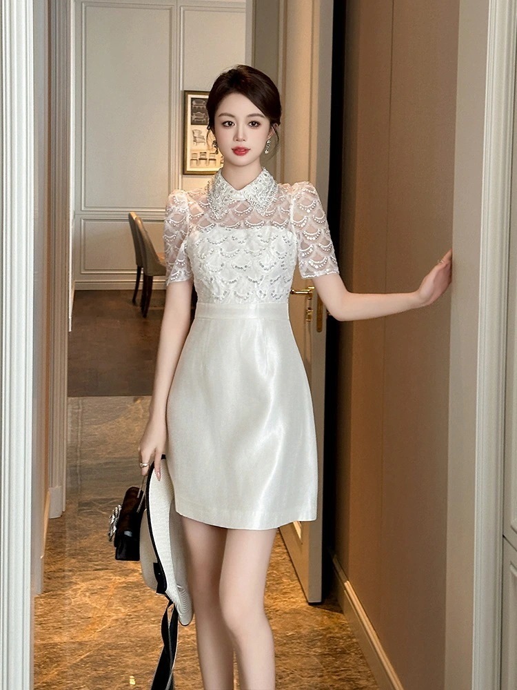 夏 ルドッキング キラキラ ショート ドレス パーティー キャバ 大人 同窓会 披露宴 卒業式 結婚式 演奏会 ウェディング 二次会