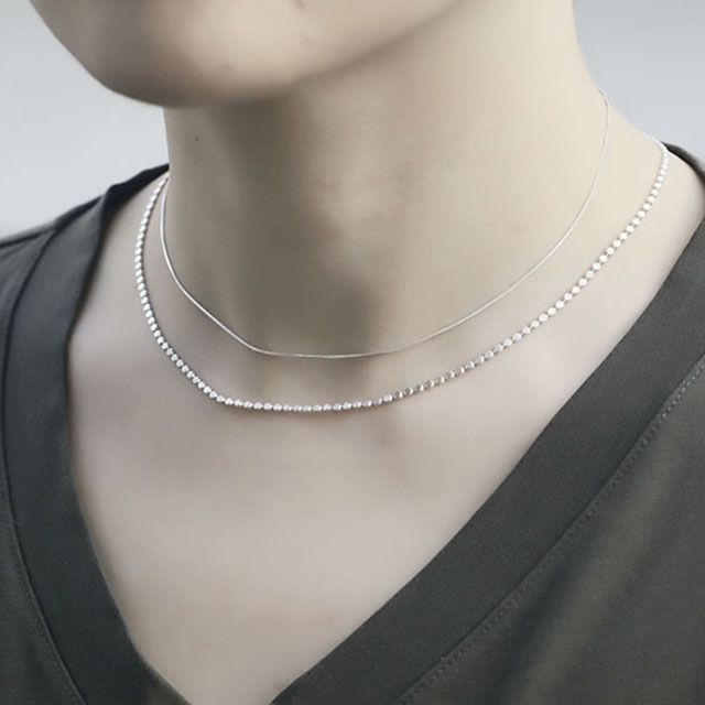 シルバー925鉛筆ボールドットチェーン銀ネックレス