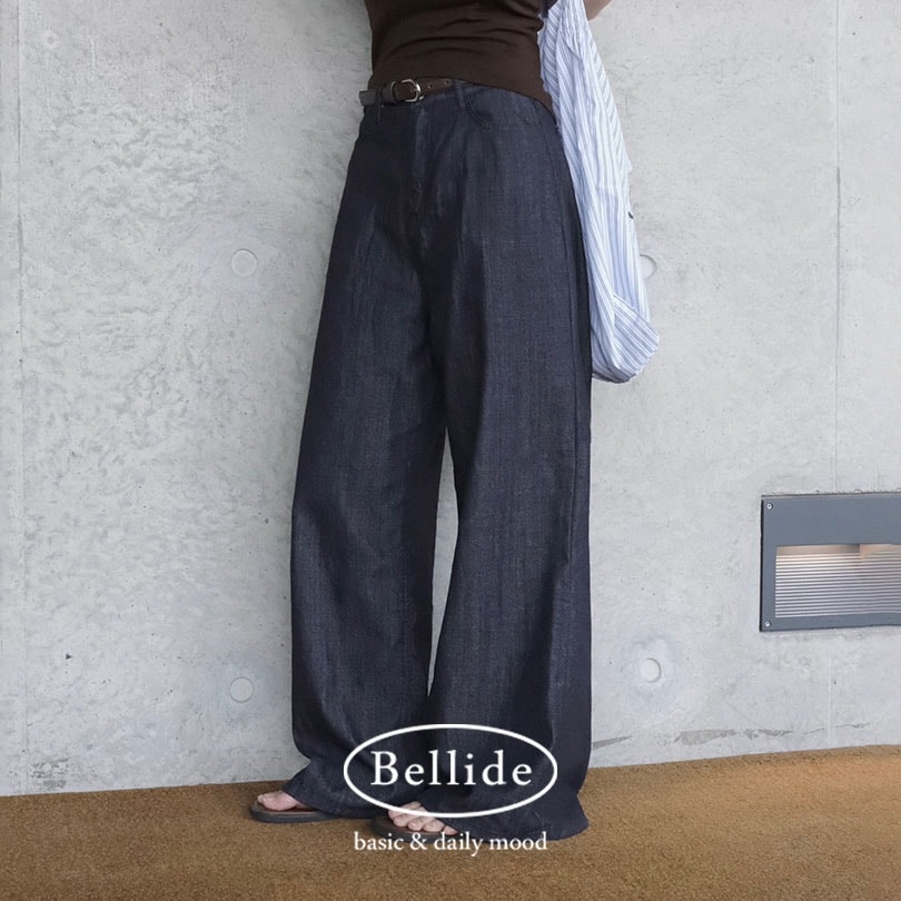 [BELLIDE MADE] サマーノンフェードワイドパンツ(夏デニム) pt1411