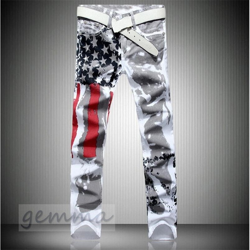 デニムパンツ ロングパンツ メンズ スキニーパンツ ストレッチ 細身 ボトムス ロング丈ジーンズ 花柄 派手 大きいサイズ お洒落