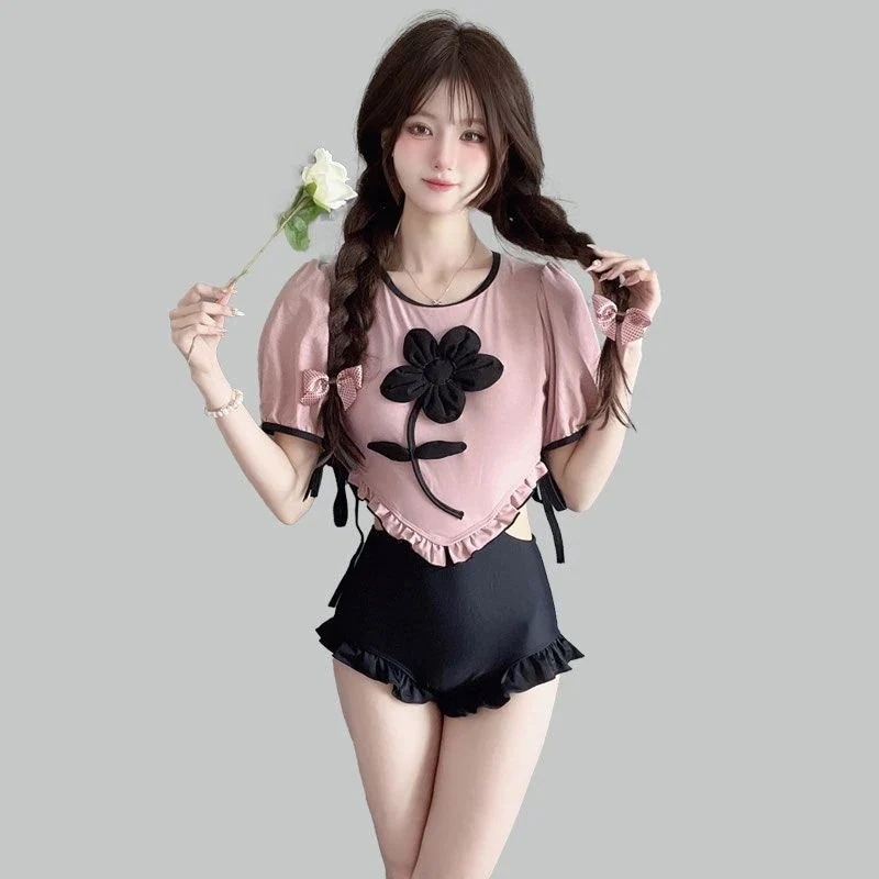 可愛くて甘い連体痩せ見え遮肉温泉水着 新作 韓国ファッション 水着