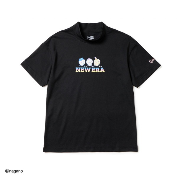 NEWERA ニューエラ Womens 半袖 ミッドネック Tシャツ 鹿の子 ちいかわ・ハチワレ・うさぎ ブラック/クロームホワイト ゴルフ 14864558