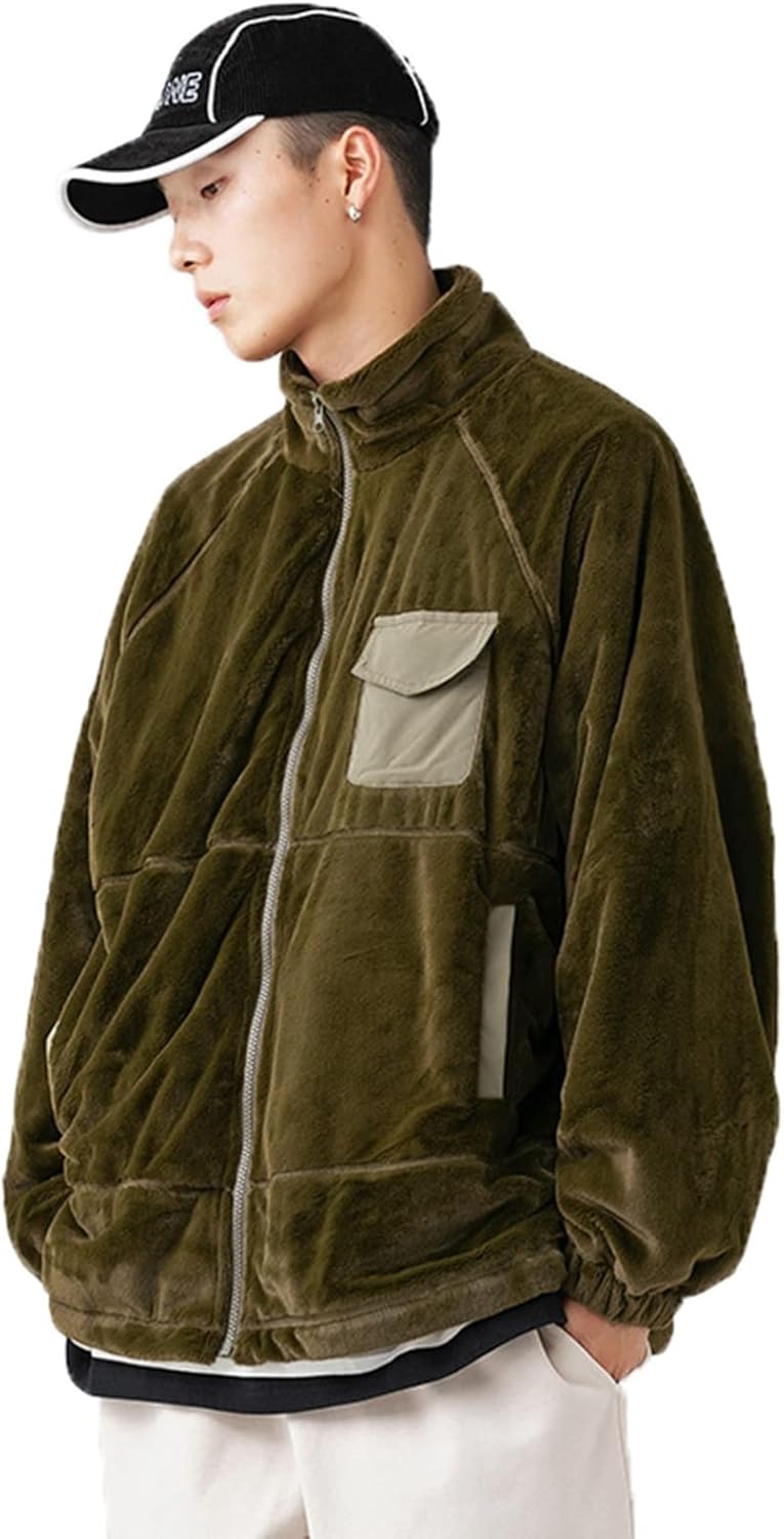 メンズ ボアジャケット 冬服 アウター パッチワーク 立ち襟 ボアコート フリースジャケット カジュアル 防寒 保温 ボアブルゾン 男女兼用 シンプル ジャンバー オーバー 大きいサイズ