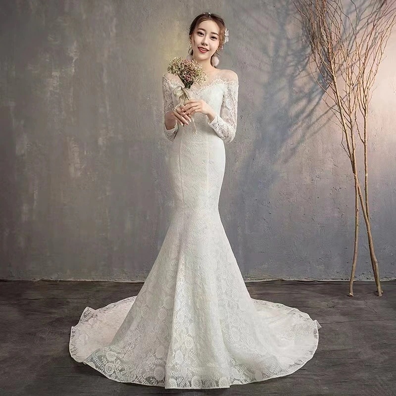 ウェディングドレス 花嫁 二次会 ウエディングドレス 結婚式 ロングドレス マーメイドライン レース