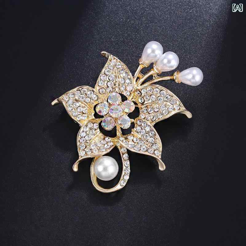 ブローチ おしゃれ 服装飾 美しい 個性 女性 韓国 ファッション 花 植物 パールブローチ コート カーディガン スーツ 露出 防止 ピン 4,541円