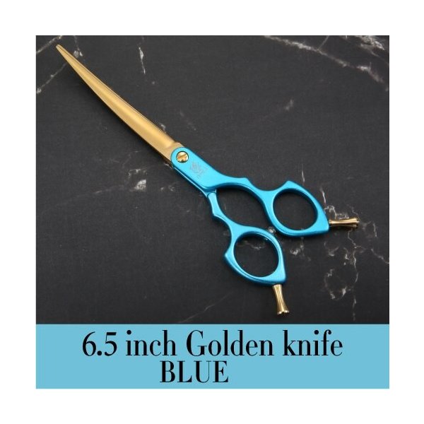 フェニスプロフェッショナルカラフルな6.5インチ湾曲グルーミングはさみペットシザー犬用猫 6.5 GK blue