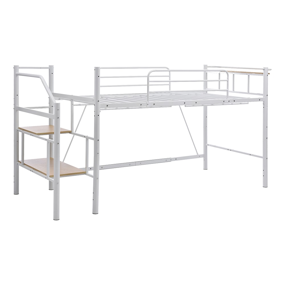 【メッシュ床板Sシングル】ロフトベッド パイプベッド シングル 耐荷重150kg 高さ130cm ハイベッド ロフトベッドロータイプ 棚 収納 北欧風 大人 一人暮らし 子供部屋スチール