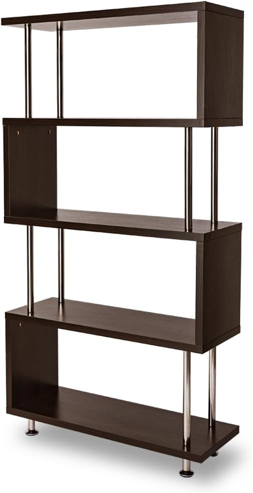 本棚 ディスプレイラック 収納 オープンラック 靴箱 下駄箱 パイプ S字 5段 耐荷重75 ダークブラウン 幅80×奥行29.5×高さ151.4cm SRK-8315