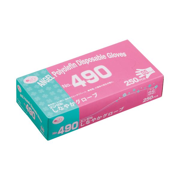 （まとめ）サンフラワー エンゼル しなやかグローブNo.490 SS 1箱（250枚）[x5]
