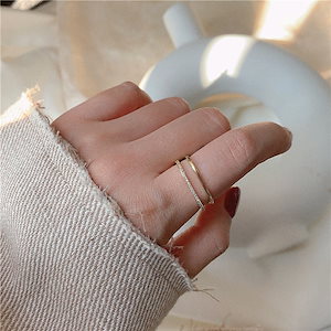 【mumugaga】キラキラ高い輝きジルコン　ステンレス製　指輪　ゴールド　上品　流行　ファッション　リング　雑誌　ギフト　U0064