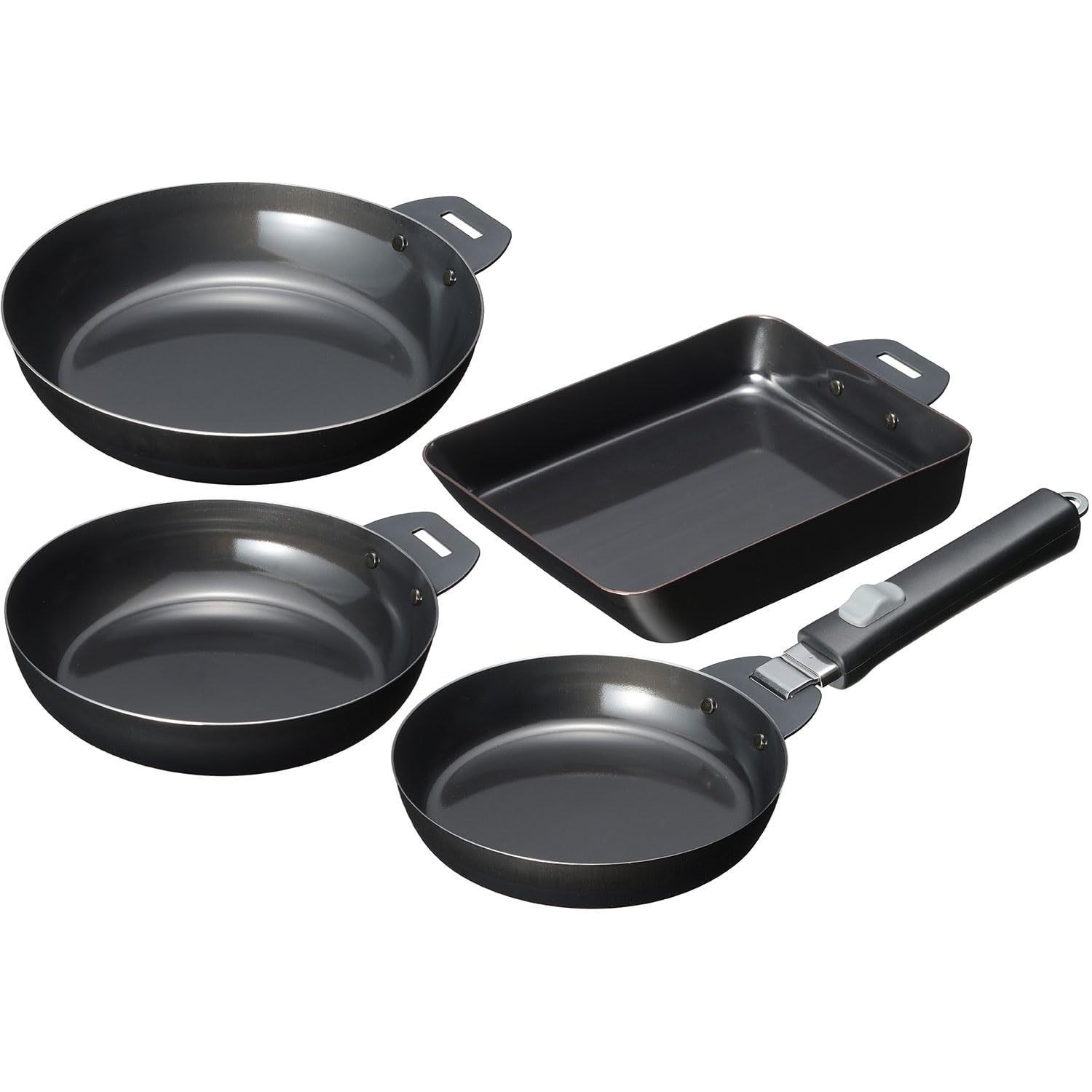 和平フレイズ 取っ手が取れる 鉄スキレット グリルパン 5点 セット 鉄フライパン IH・ガス・オーブン グレービークック2 MB-2806