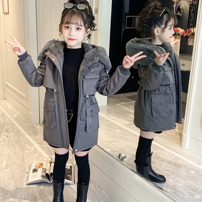 中綿コート 子供服 ロングコート キッズ ファー付き ダウンコート 女の子 アウター 裏起毛 裏ボア 防寒 保温 秋冬 通学 通園 可愛い 暖かい 120-170cm