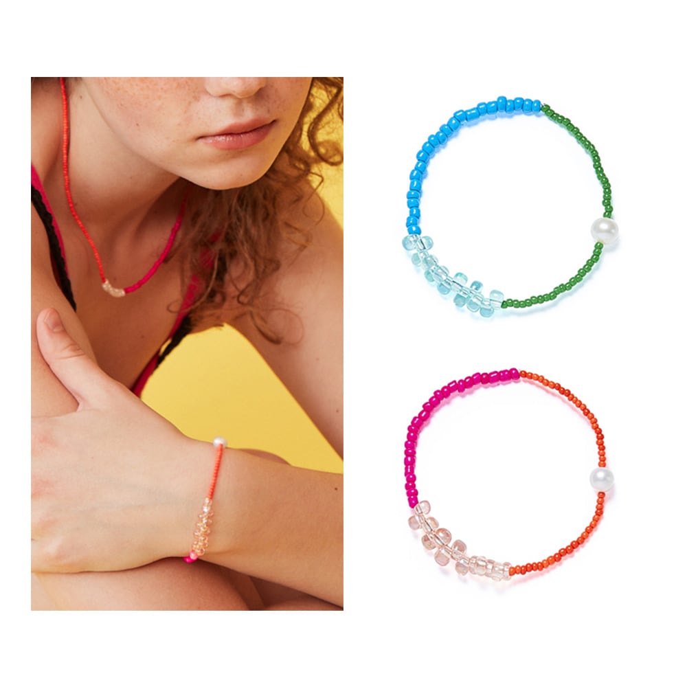 サマータイムビーズブレスレット(2color)韓国の人気ブランド 韓国ファッションスタイル 人気ジュエリー デイリーアクセサリー