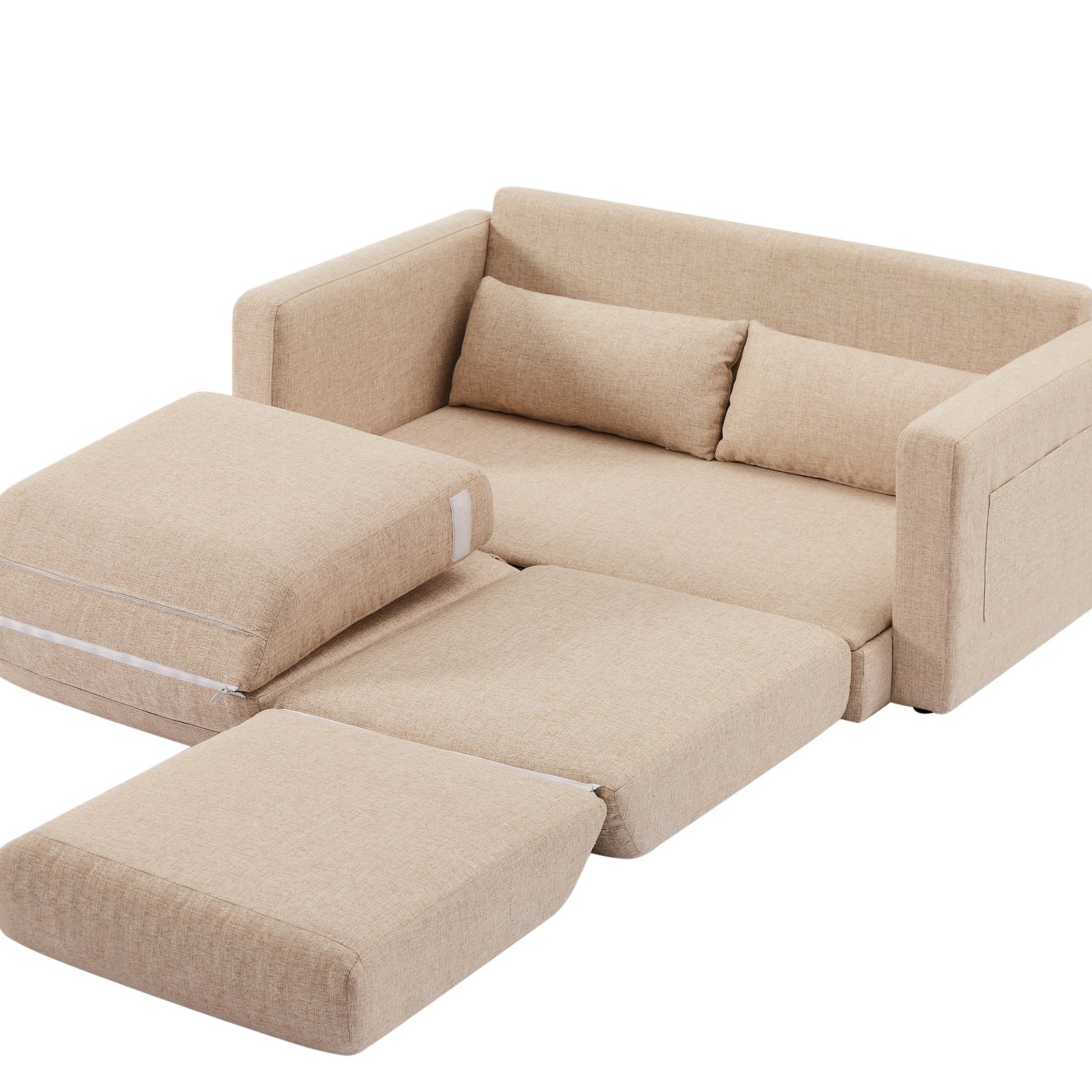 【日本国内出荷-3日で配達】2 seater ソファ 2人掛け 収納付き ファブリック 両側に肘掛け付き 木脚外し可能 ローソファ コンパクト ひとり暮らし カウチソファー 5色 DJYC238