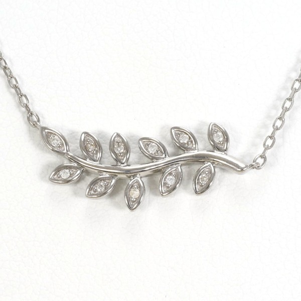 K10 10金 WG ホワイトゴールド ネックレス ダイヤ 約42cm ジュエリー 中古