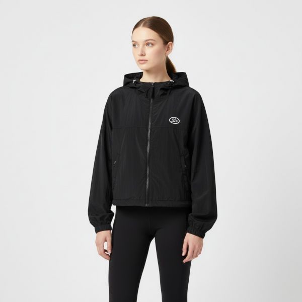 Womens Hooded Windbreaker Black