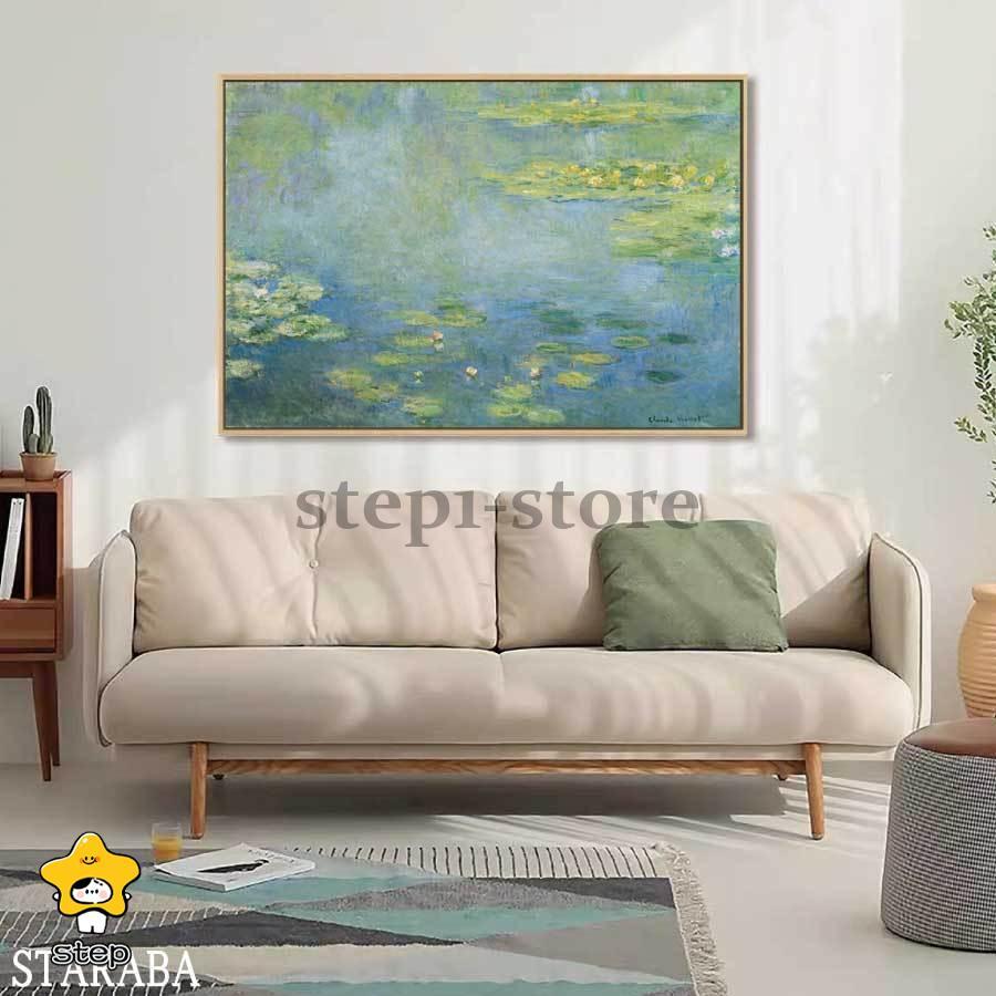 クロード・ 睡蓮 枠付き 油絵 風景画 壁掛け 名画 オシャレ インテリア アート リビング プ