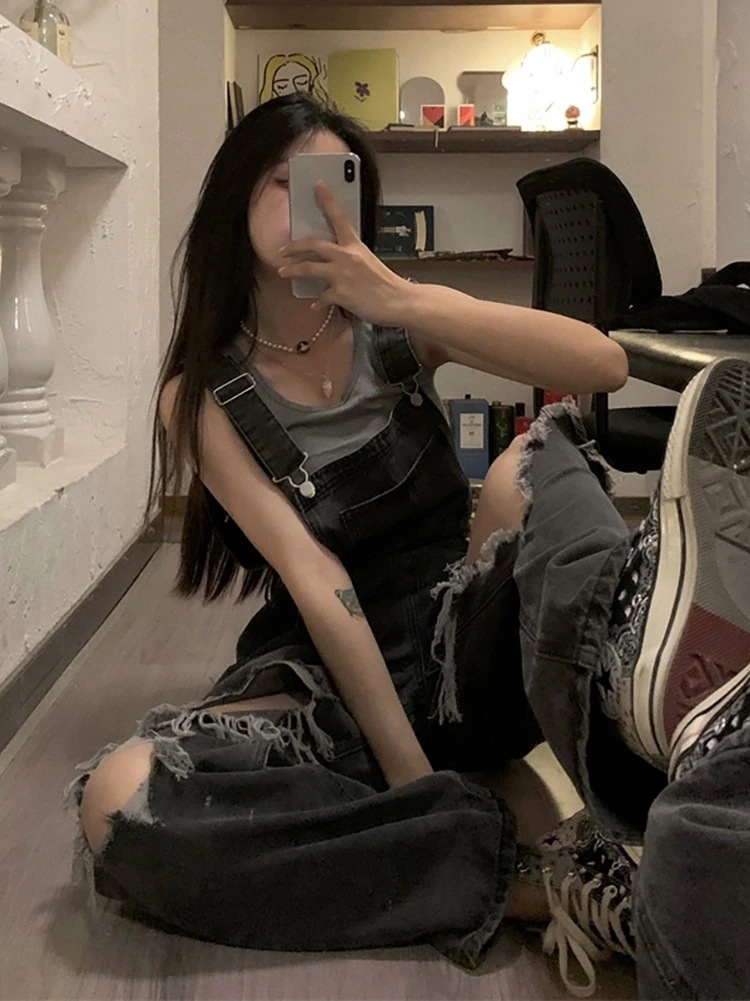 デニムパンツ着痩せ大人気　デニムオーバーオールセットアップ　おしゃれジーンズオールインワンセットアップ