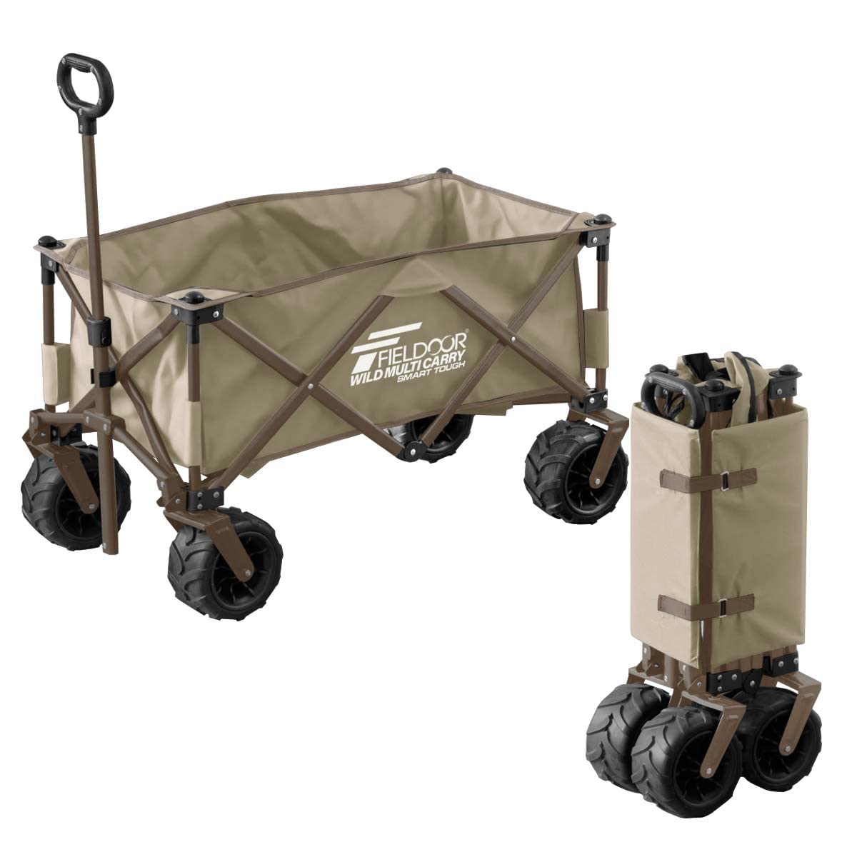 FIELDOOR キャリーカート ワイルドマルチキャリー 【スマートタフ】 折りたたみ式多用途ワゴン 耐荷重150kg コンパクト収納 アウトドア キャンプ レジャー