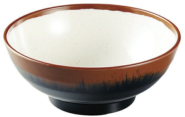 （まとめ買い）メラミン食器 長次郎窯 そば丼（特大） 内白マーブル AN70W [x3]