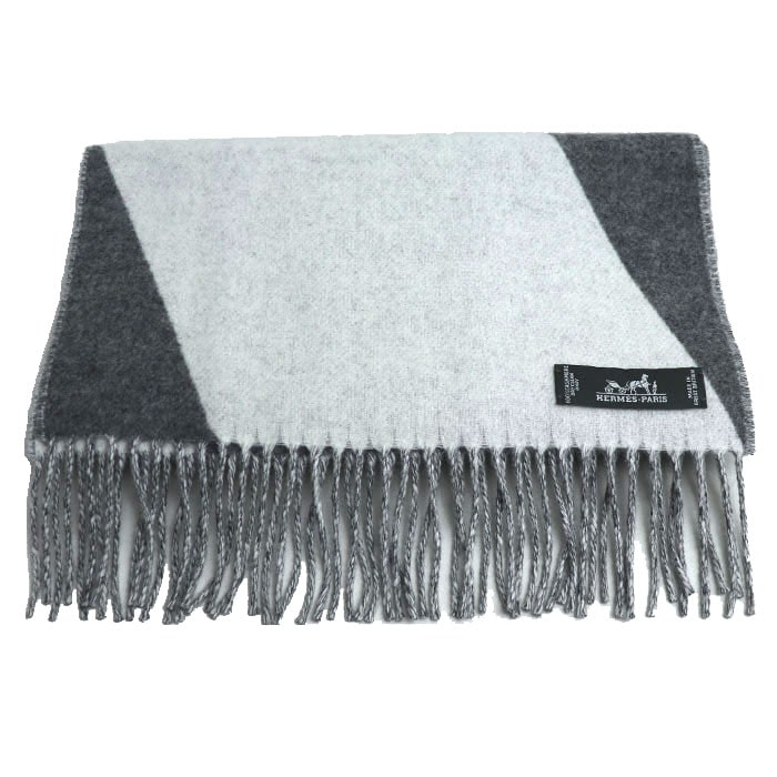 Hermes グレーマフラー エルメス ラブストーリー マフラー カシミヤ