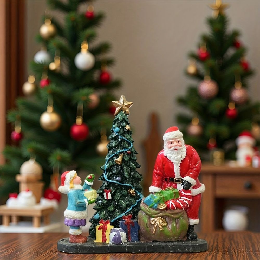 クリスマスオブジェ 置物 サンタクロース サンタさんと子供 クリスマス 冬 インテリア 可愛い インテリア雑貨 室内 寝室 玄関 樹脂 庭 ガーデニング プレゼント ギフト 贈り物ty421