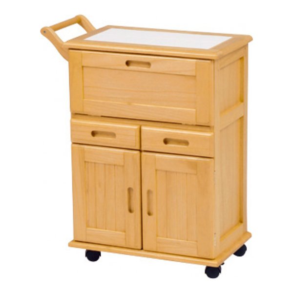 キッチンワゴン ナチュラル 幅59cm 扉付き目隠し収納 MW-3709NA