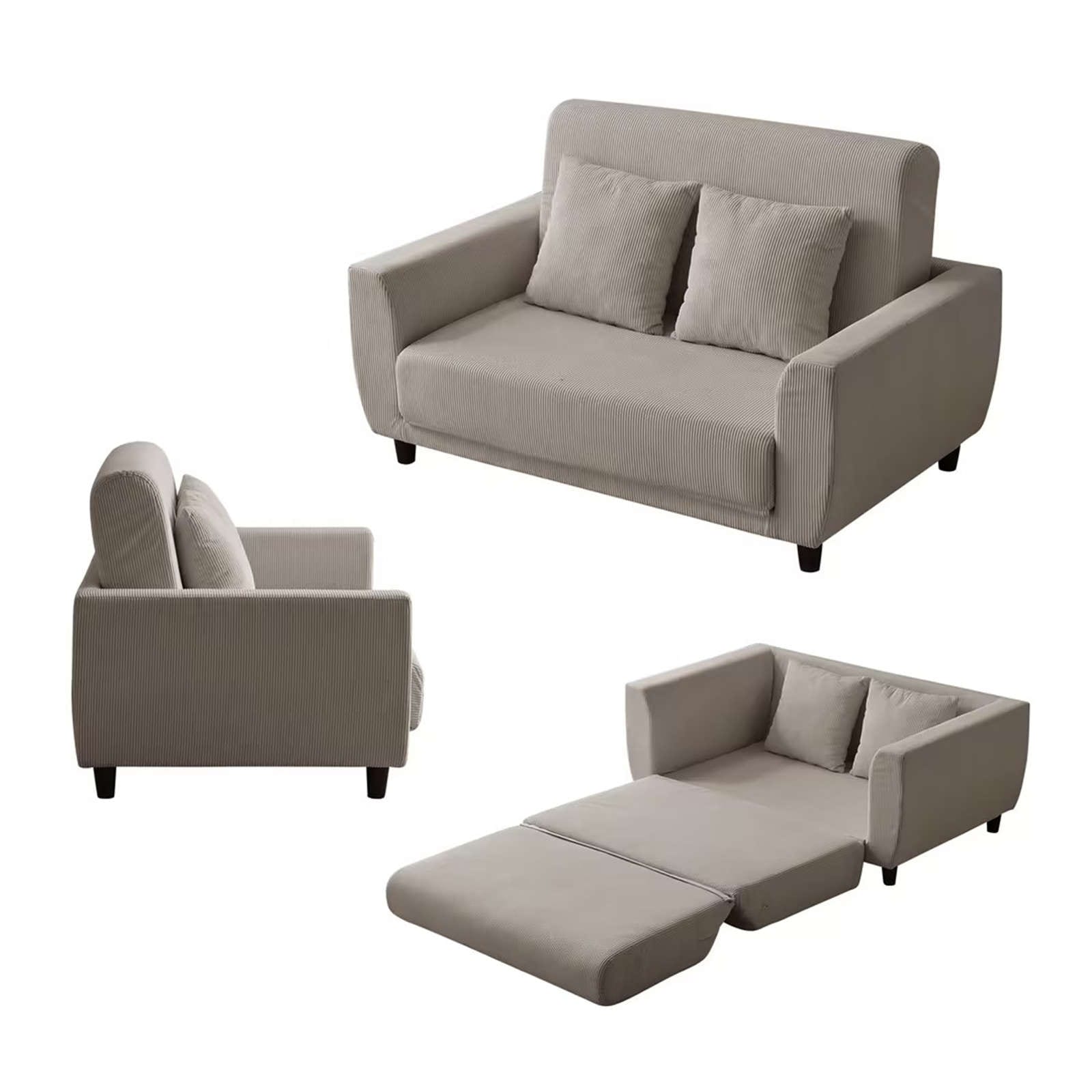 【日本国内出荷-3日で配達】ソファーベッド 2人掛け ソファベッド 3way 折りたたみ コンパクト 抱き枕付き 圧力分散 線模様 取付可能な脚 韓国版 ファッション DJYC275