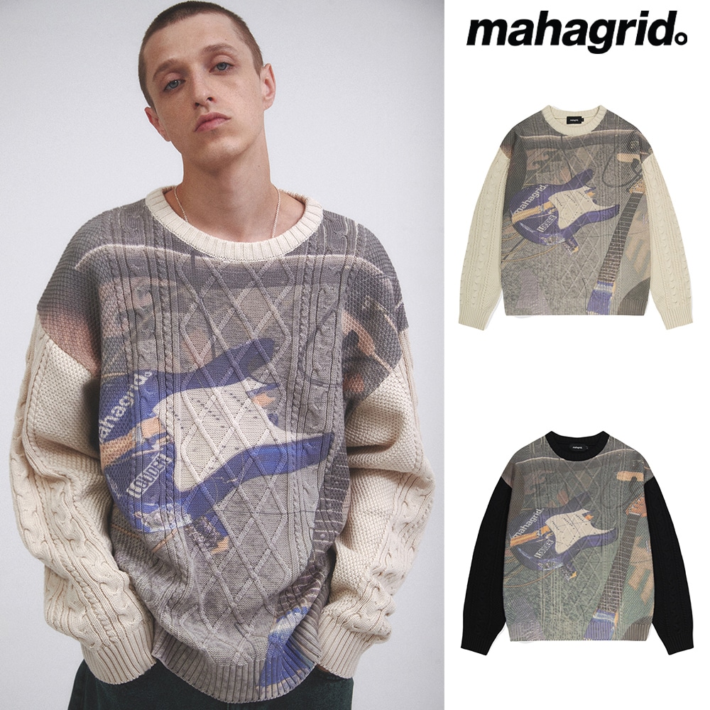 [mahagrid] BROKEN GUITAR CABLE KNIT SWEATER