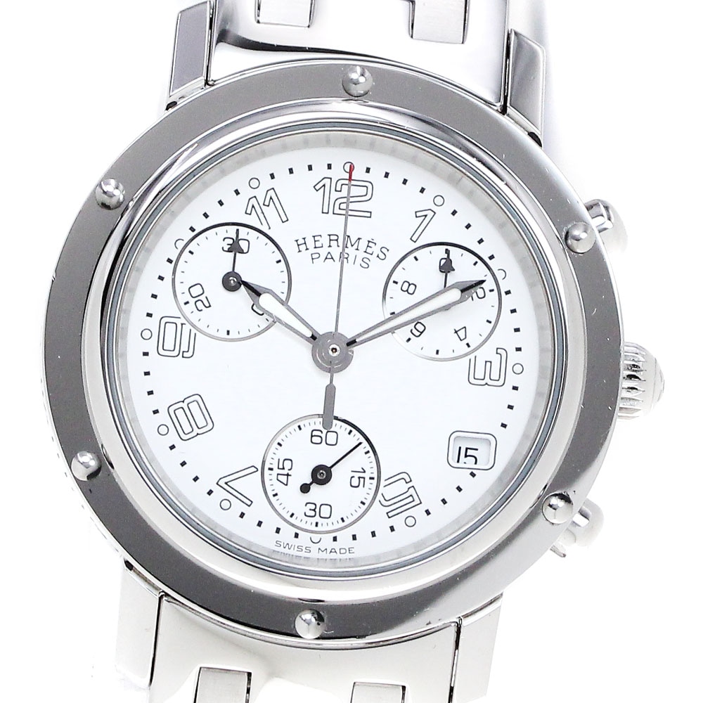 エルメス HERMES CL1.310 クリッパークロノ デイト クォーツ レディース 良品 _821340【中古】