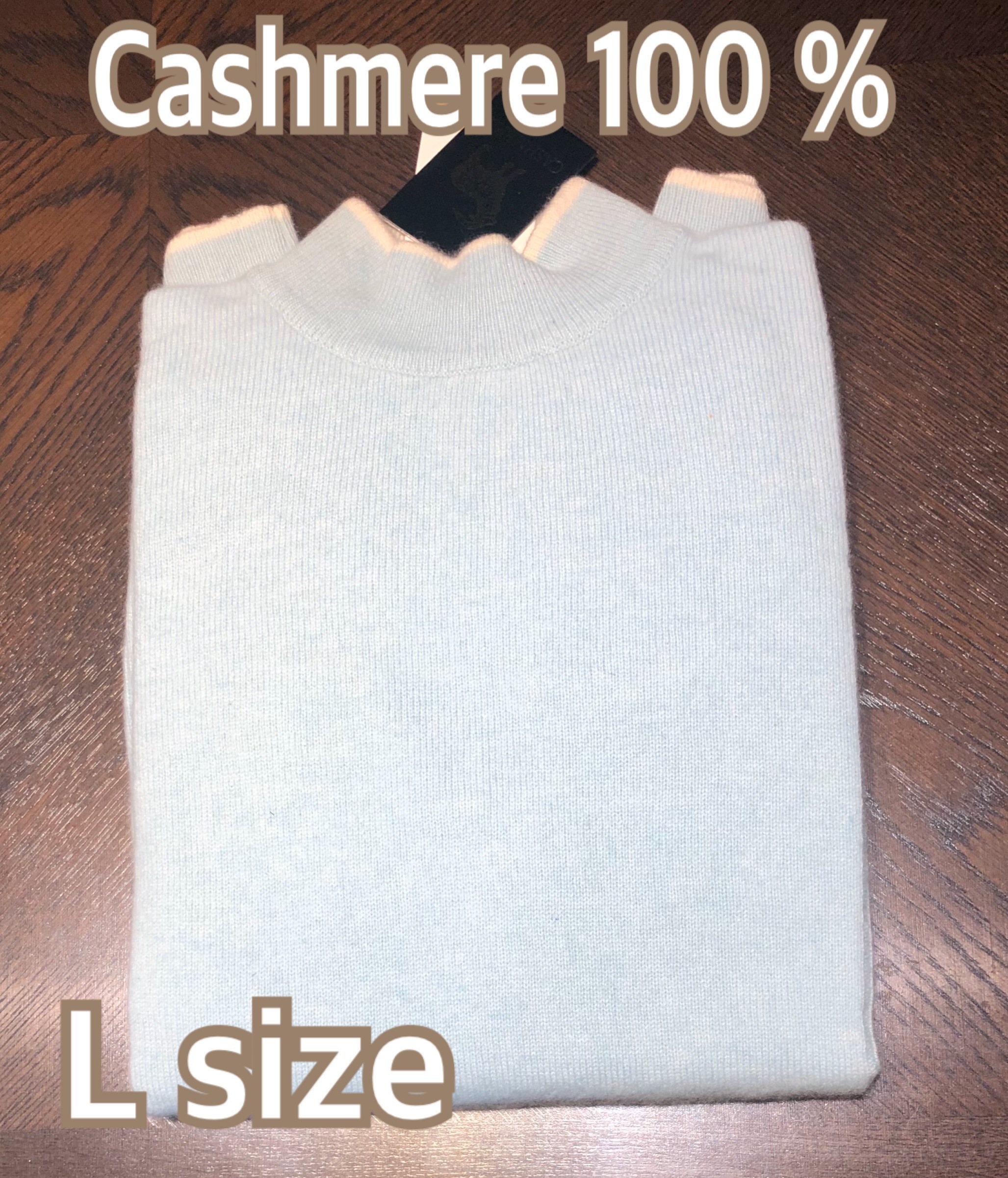 日本製　カシミヤ 100％Cashmere Sweater セーター　Made in Japan color水色Pastel Blueサイズ　L size