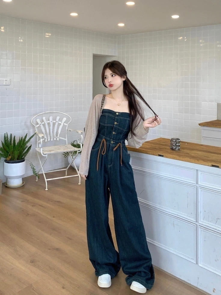 送料無料 コーデ完成！通気性 サロペットデニムパンツ 涼しい ワイドパンツ キャミソール ワンピースカジュアル サロペット ワイドパンツ ノースリーブ オーバーオールスラックスパンツサロペット キャミ