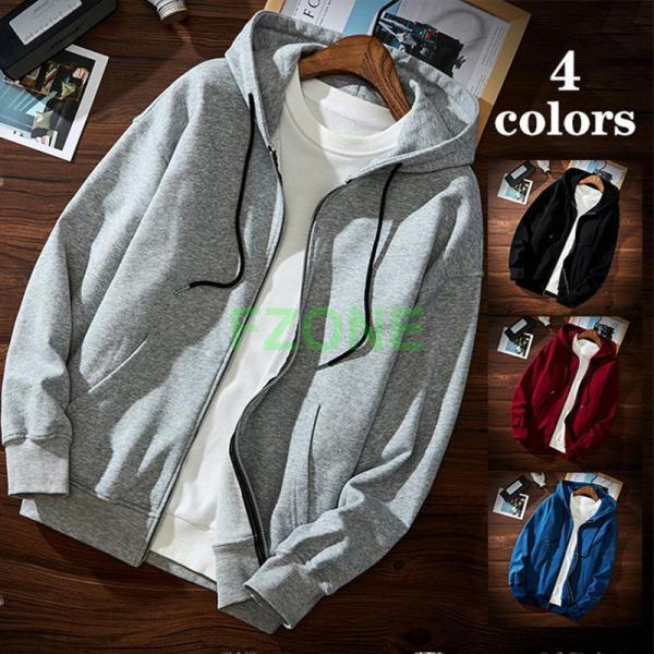 パーカー メンズ フード付き 長袖 秋物 ジップアップパーカー トップス アウター スウェット 羽織り お洒落 おしゃれ