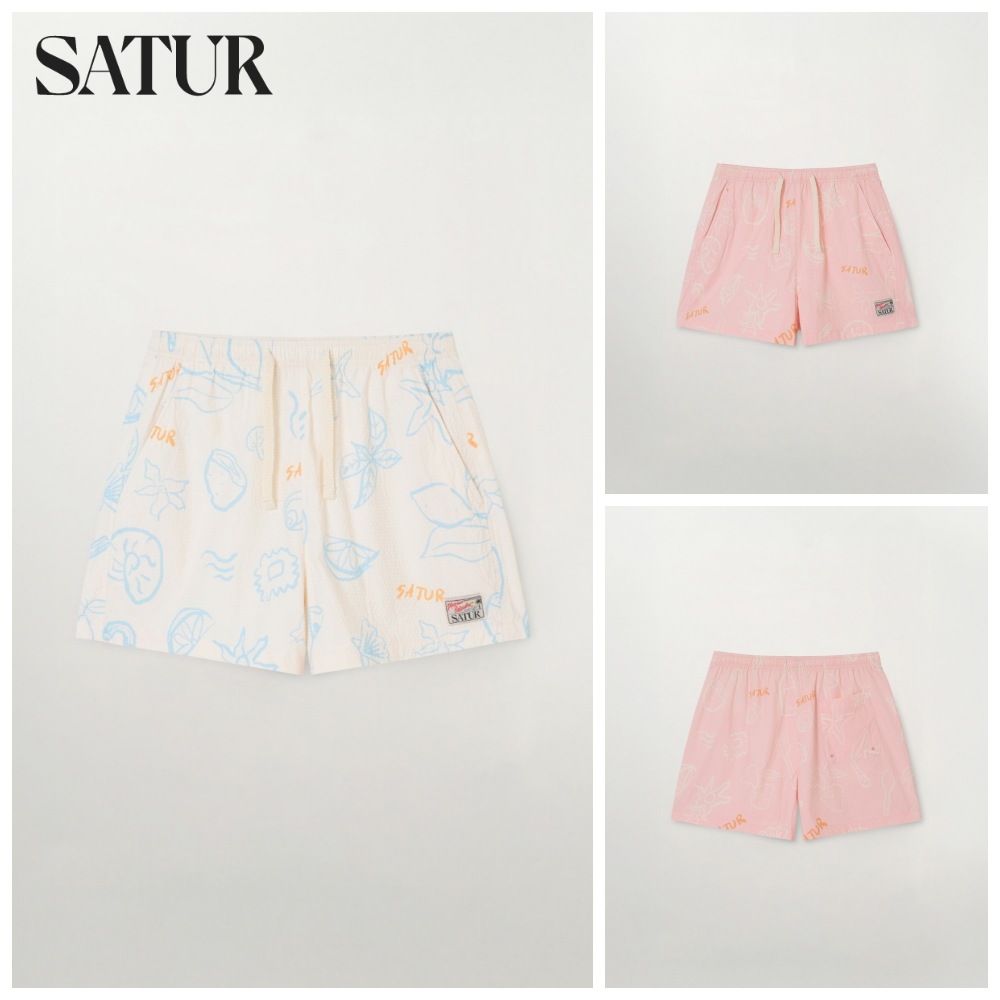 (W) Hand Drawing Graphic Swim Shorts