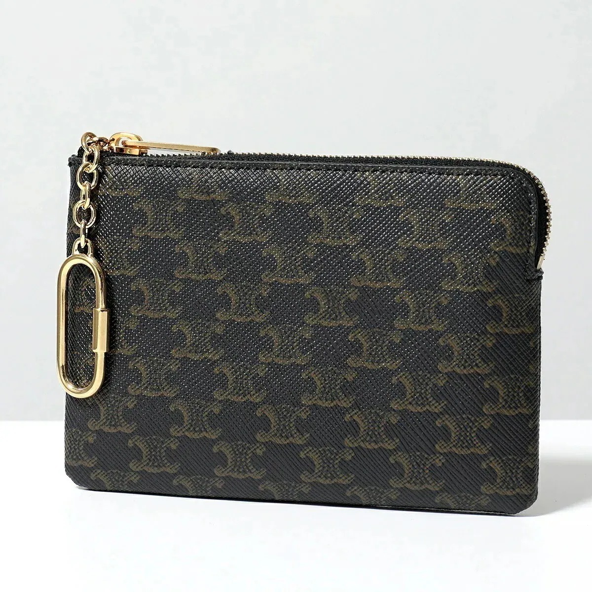CELINE セリーヌ 10C662BTA.38NO レディース トリオンフ柄 レザー キーリング付き コインケース カードケース ミニ財布 フラグメントケース