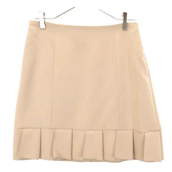 フォクシーニューヨーク 日本製 ミニ丈 裾フリル スカート 40 ブラウン系 FOXEY NEW YORK バックジップ レディース