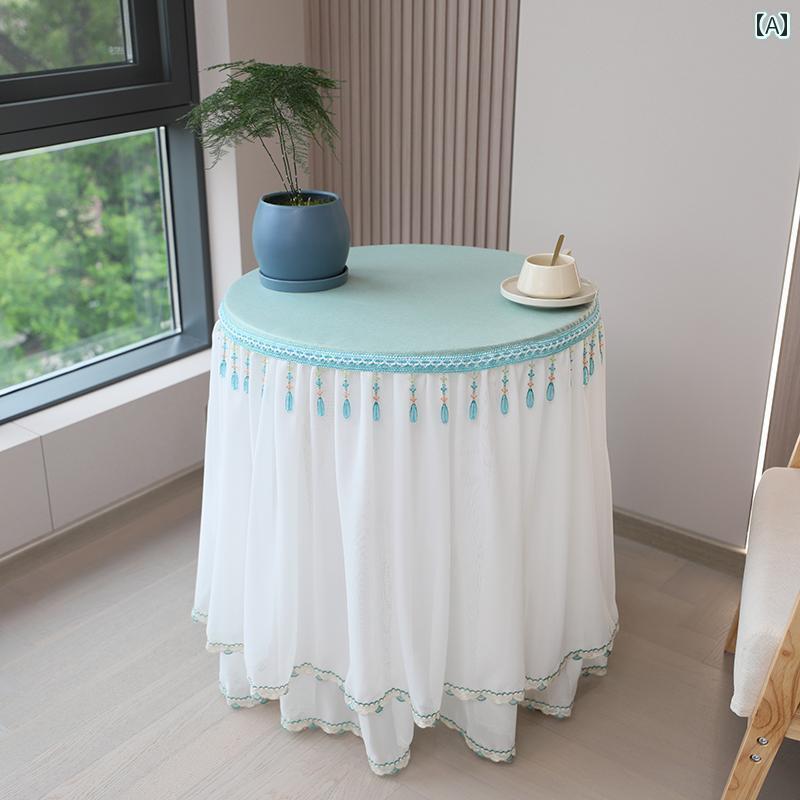 テーブルクロス 円形 布 コットン リネン 撥水 防水 耐油 おしゃれ レース 丸型 50 80cm ラウンド デスク カバー イベント パーティ リビングルーム バルコニー 家庭 インテリア コーデ
