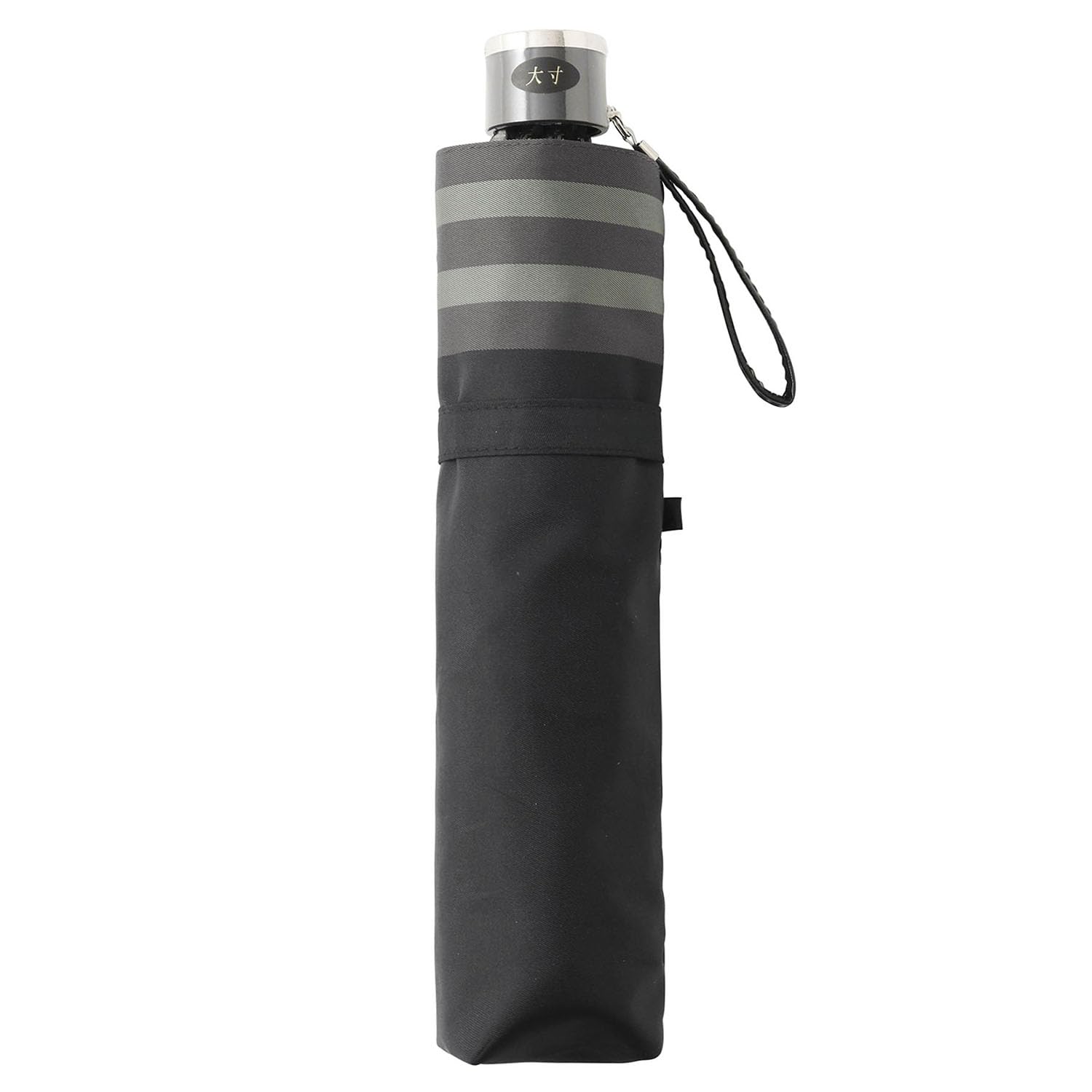 ムーンバット 【ランバン オン ブルー】 雨傘 折りたたみ傘 先染め 大きいサイズ 裾ボーダー 21-084-11114-05 ブラック