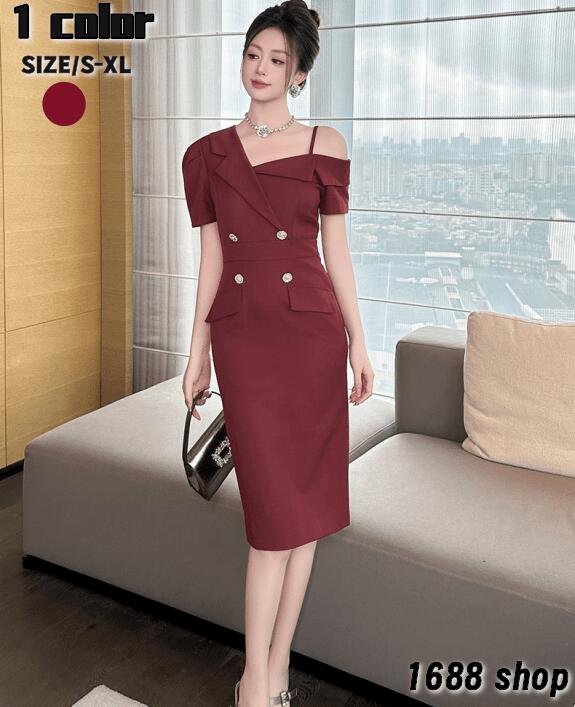 [高品質]2025 タイトワンピース 姫系ワンピース　シンプル　ワンピース インポート ひざ丈 ミドル丈 エレガント　韓国ファッション シンプル Vネック パーティドレス 半袖　お嬢様 セクシー ミニ 5,479円