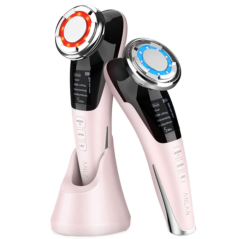 ANLAN 美顔器 ems 温冷ケア LED光 1台8役 温冷美顔器 目元 口元ケア イオン 毛穴 自宅用美顔器 (ピンク)