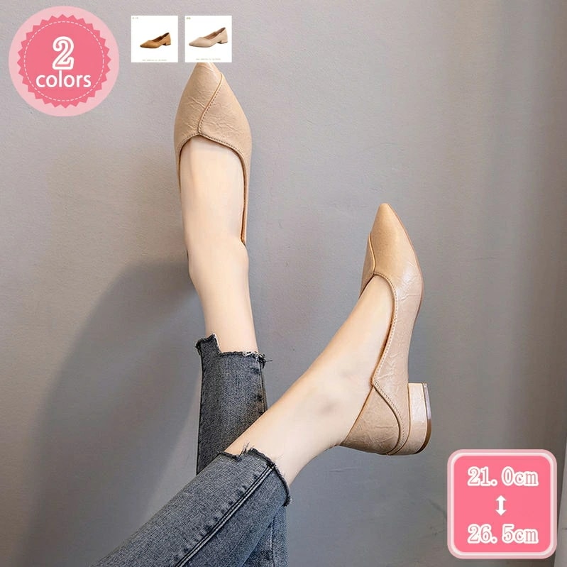 2000円OFFクーポン 3美脚パンプス 痛くない オフィス ローヒール ぺたんこ バレエシューズ ポインテッドトゥ 走れる 女性用 クッション フラットシューズ スムース とんがり 通気性 通勤 通