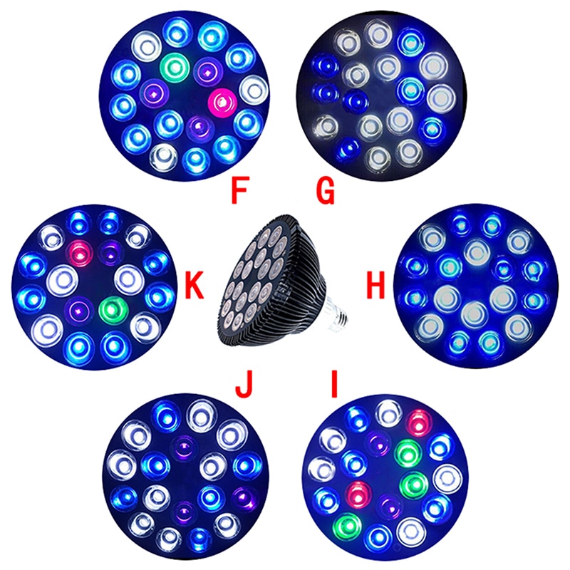 F版-K版15000K アクアリウム スポットライト18W （150W 白熱電球相当）珊瑚 水草 海水植物 海水魚 海水魚育成用 超高輝度LEDランプ 18LED フルスペクトル サンゴ 水槽照明 長