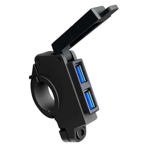 D61511 バイク用 USB電源 USB-A+USB-A QC3.0対応 急速充電 60W iPhone/Android対応 取付幅13mm リレー付き スレンダーUSB 2ポート 61511