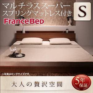 [組立設置付]棚付 フロアベッド [モナンジェ] マルチラススーパースプリングマットレス付 シングル