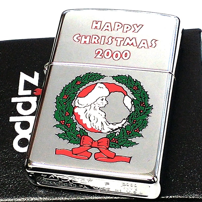 ZIPPO ライター 1点物 2000年製 クリスマス レア ビンテージ 絶版 ジッポ かわいい 珍しい Xmas おしゃれ シルバー ヴィンテージ レディース 未使用品 メンズ ギフト プレゼント