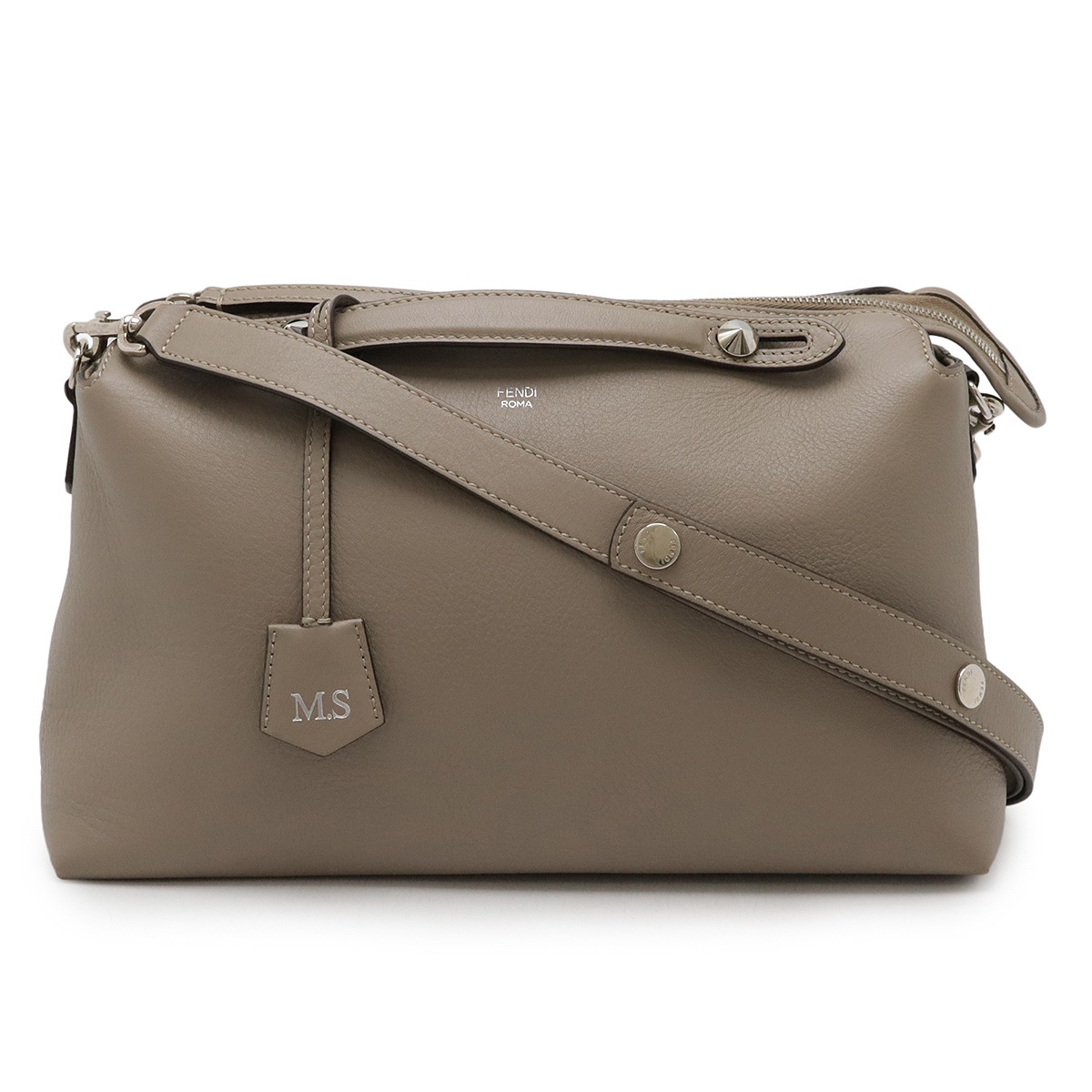 BY THE WAY バイザウェイ ラージ ハンドバッグ 2WAY ショルダーバッグ レザー グレージュ シルバー金具 8BL12