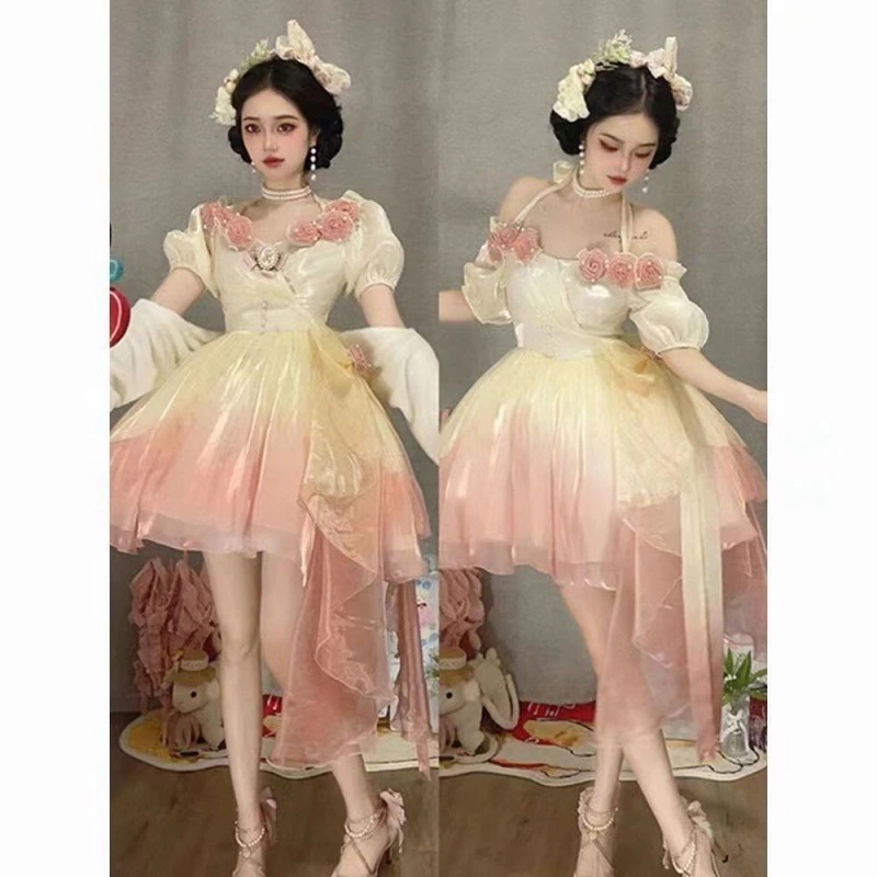 妖精メッシュ妖精スカートマーメイドジディ逃亡者プリンセススカートロリータ学生ウェディングドレスストリーマーガーゼ