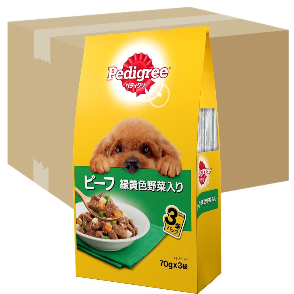 ペディグリー 成犬用 ビーフ&緑黄色野菜 (70g×3袋)×48個入り [ドッグフード・パウチ]