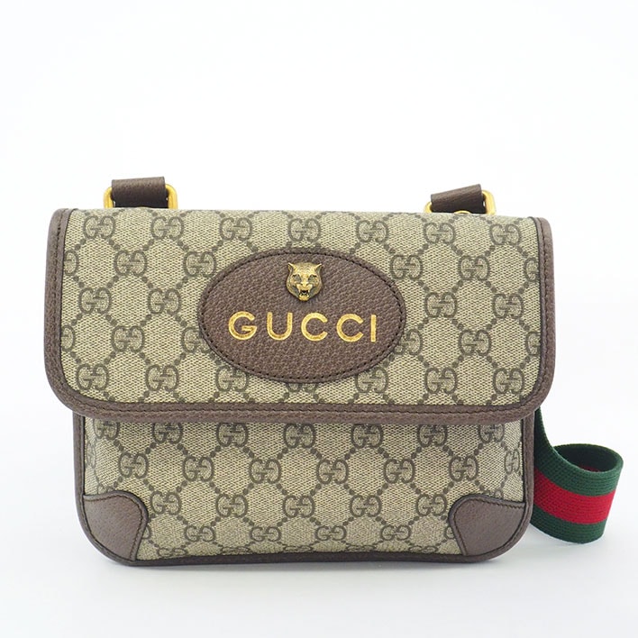【新品同様】グッチ スモール メッセンジャーバッグ GGスプリーム×ウェブ 男女兼用 【ショルダーバッグ】