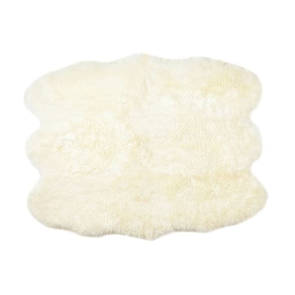ニュージーランド産 天然ムートンの6匹 ラグマット 約140180cm ホワイト 表面：羊毛皮100％ 吸水性 放湿性 M-511-F